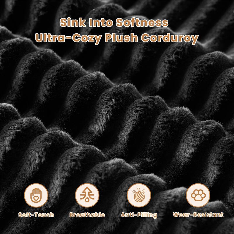 HOOOWOOO Modern Push Corduroy Fabric Sectional Sofa Couch with Pillows