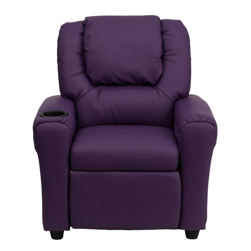 Contemporary Kids Recliner with Cup Holder and Headrest - 24"W x 21.5" - 36.5"D x 27"H