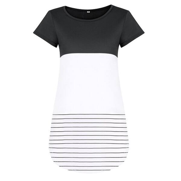 Shop 2018 New Spring And Summer Round Neck Lace Stitching Striped