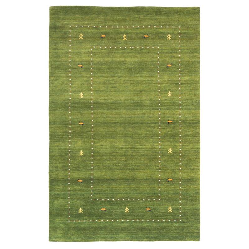 ECARPETGALLERY Hand Loomed Kashkuli Gabbeh Green Wool Rug - 4'11 x 7'9