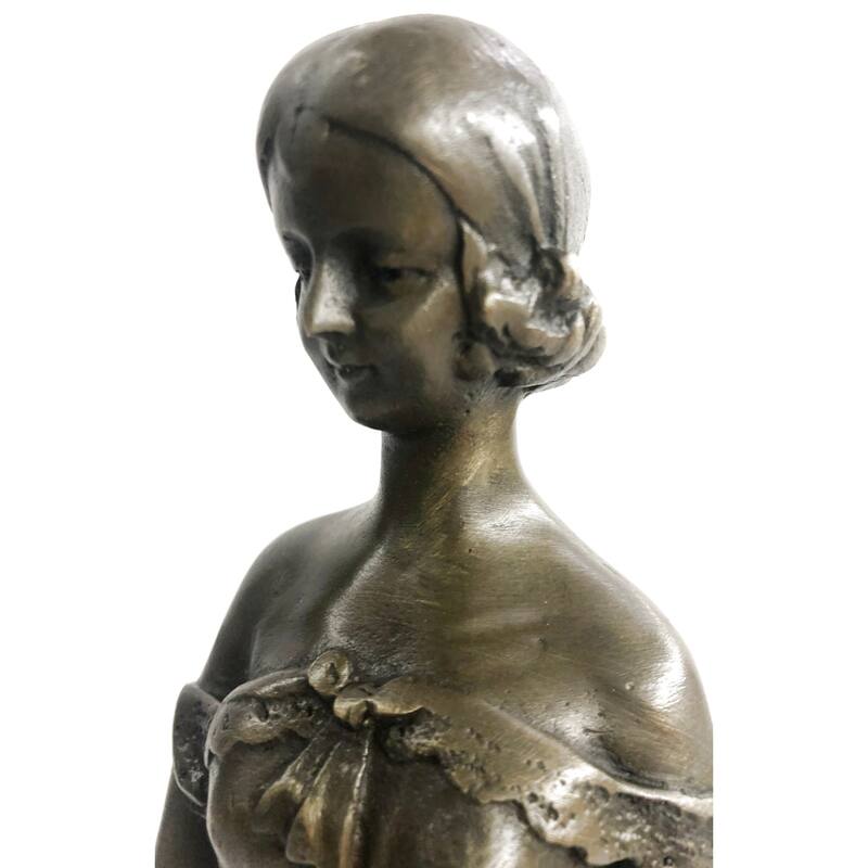 Pretty Pure 100 Percent Solid Bronze Female Clical Portrait Sculpture Figurine Deal