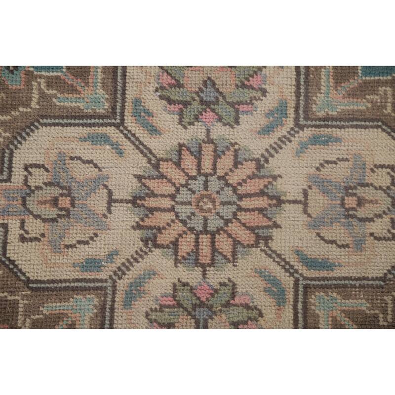 Hand Knotted Oriental 100% Wool Carpet Traditional Floral Coral Tabriz Area Rug - 11' 3'' X 8' 0''