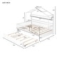 preview thumbnail 11 of 33, House Bed with Trundle Bed and Shelf, Wooden Platform Bed Frame with Full Length Guardrail and Roof