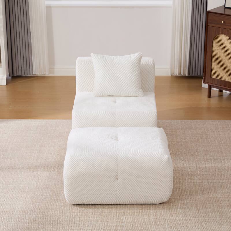 Modern Upholstered Accent Chair with Pillow and Ottoman,No Assembly Required
