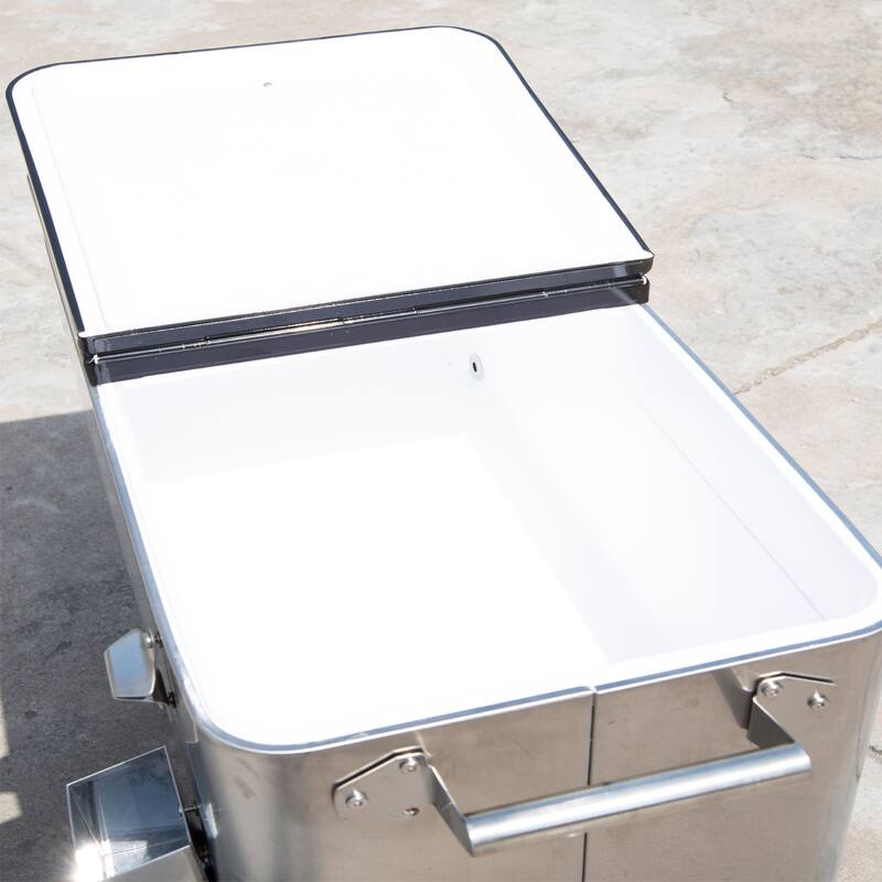 Outsunny 80 QuartRolling Portable Stainless Steel Cooler Cart
