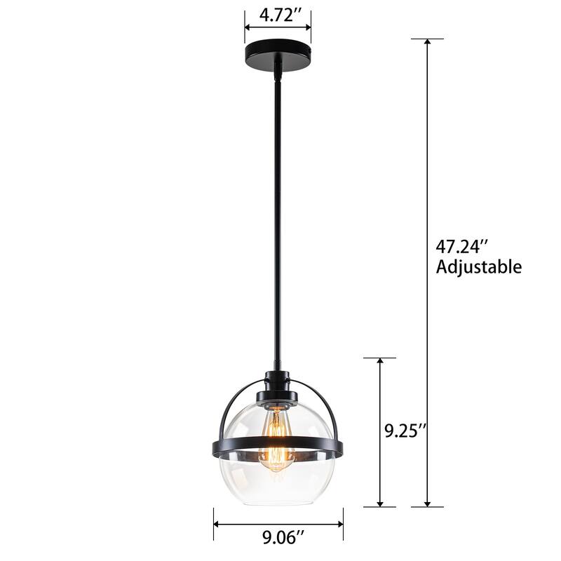 Starsky 1-Light 9in. Modern Globe Chandelier Single Glass Pendant Light(Set of 2)