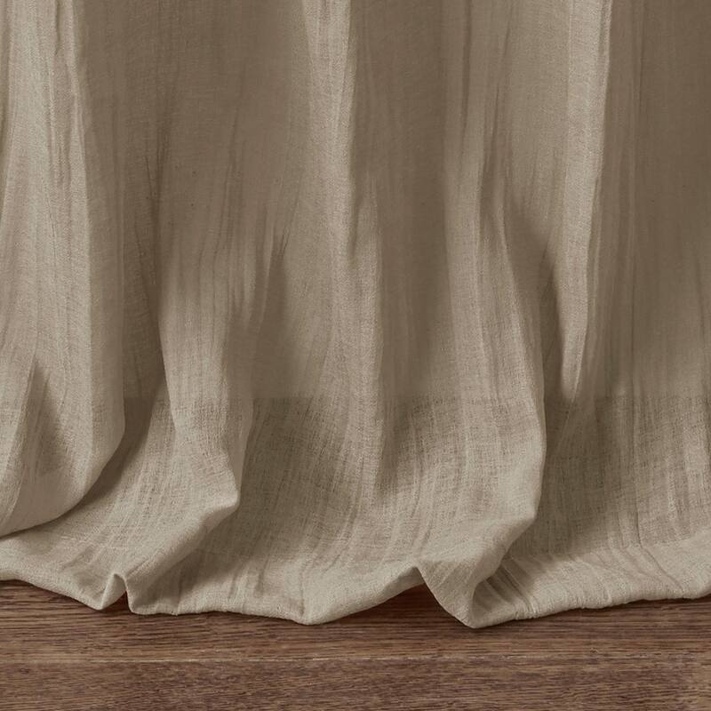 Solid Crushed Curtain Panel Pair(2 Pcs Window Panels) - taupe