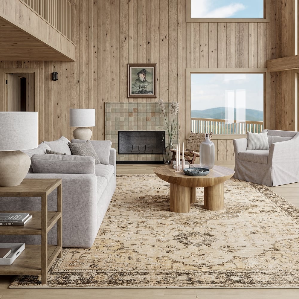 Amaryllis Medallion Machine Washable Area Rug