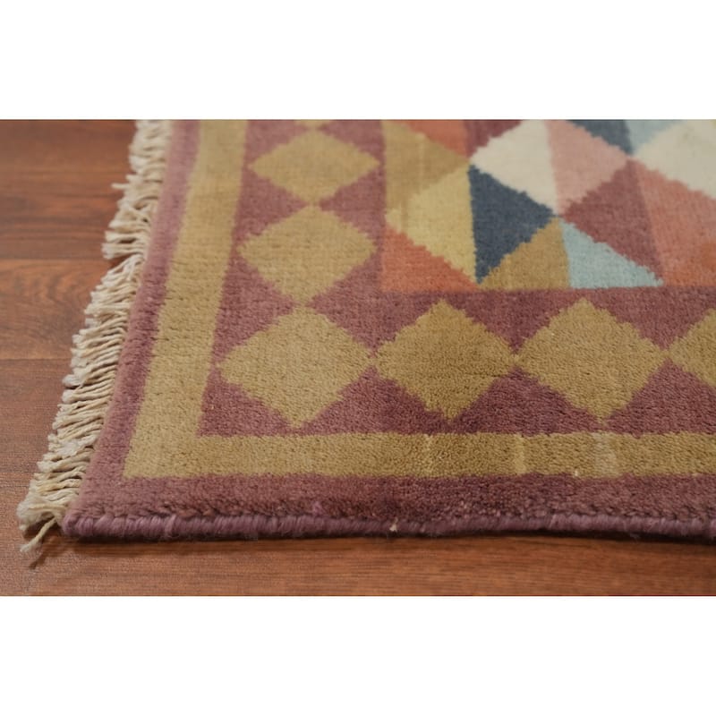 Hand-knotted Tribal Wool Multi-Colored Geometric Oriental Area Rug - 8' 3'' X 5' 10''