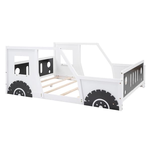 slide 2 of 12, Full Kids Bed Jeep Car Bed Frame - White White - Full