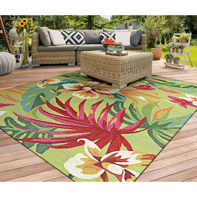 Miami Fern Green- Red Indoor/ Outdoor Area Rug
