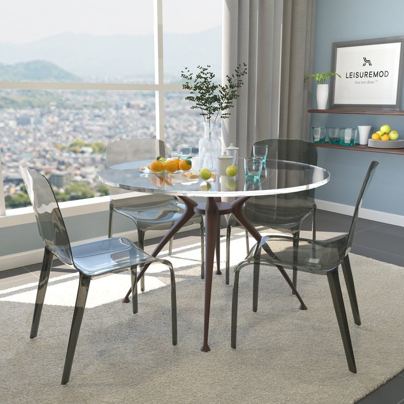 Murray Series Modern Stackable Acrylic Dining Chair with Transparent Design Accent Side Chair for Home & Kitchen (Set of 4)