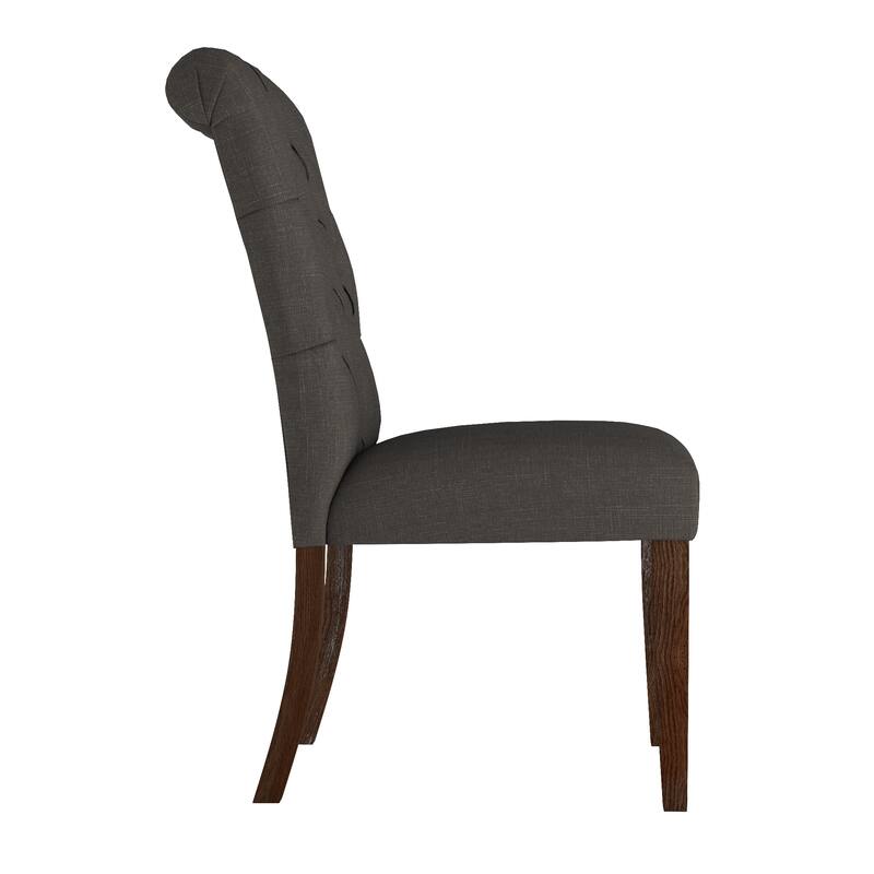 Benchwright Linen Tufted Dining Chair with Brown Finish Legs (Set of 2) by iNSPIRE Q Artisan