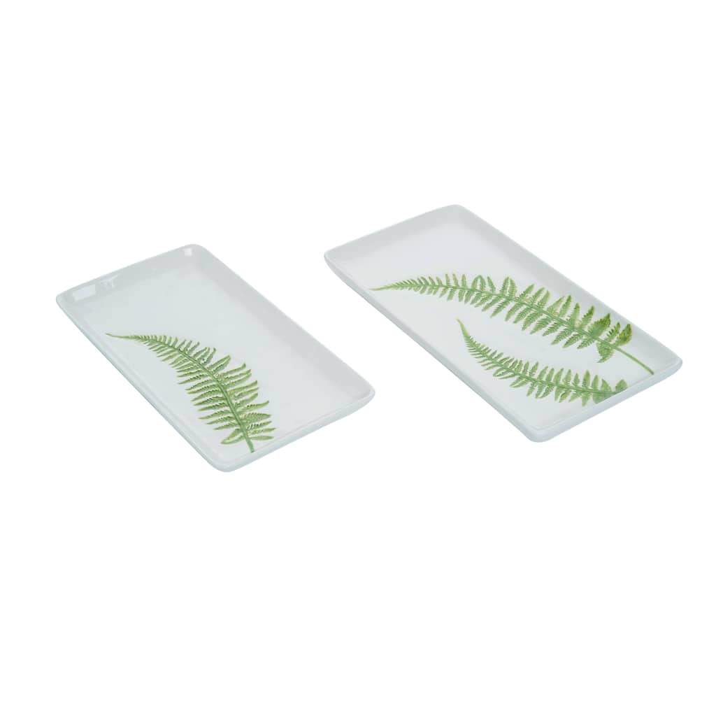 Transpac Dolomite 11.25 in. Multicolor Spring Leaf Trays Set of 2