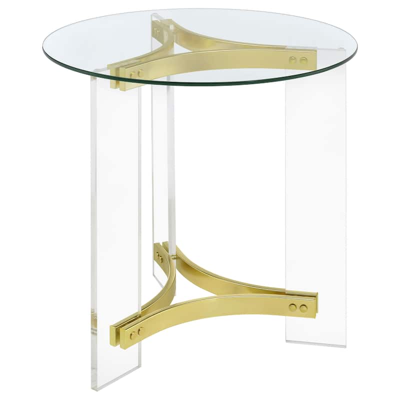 Janessa Round Glass Top Acrylic Leg End Table Clear - Clear - Glass