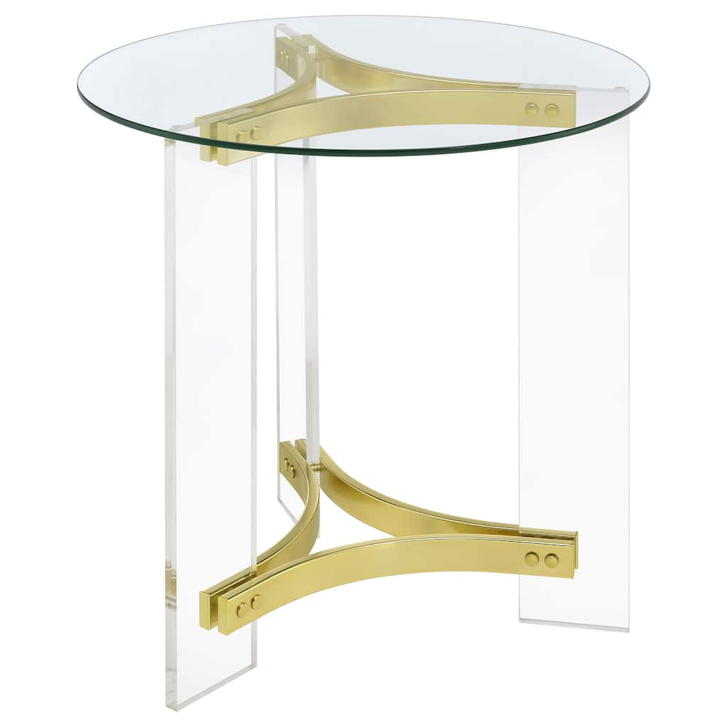 Janessa Round Glass Top Acrylic Leg End Table Clear