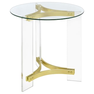 Janessa Round Glass Top Acrylic Leg End Table Clear
