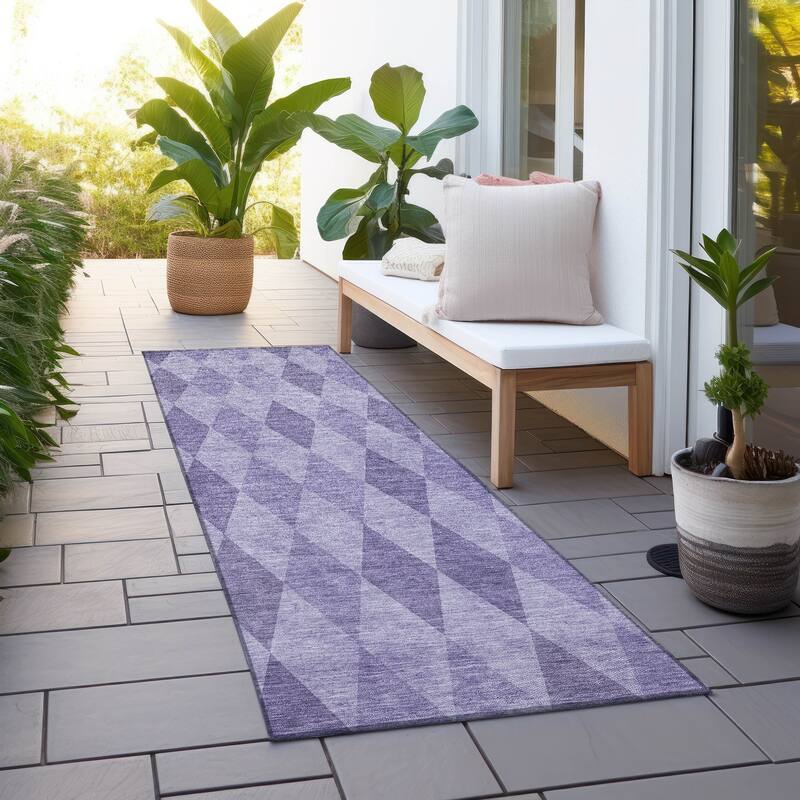 Machine Washable Indoor/ Outdoor Argyle Chantille Rug