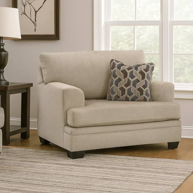 Ead Oversized Accent Chair, 1 Accent Pillow, Taupe Brown Polyester