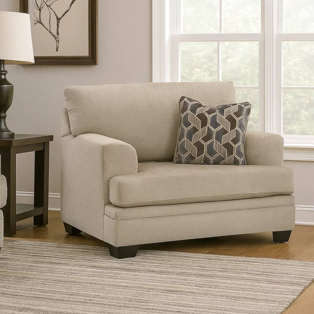 Ead Oversized Accent Chair, 1 Accent Pillow, Taupe Brown Polyester
