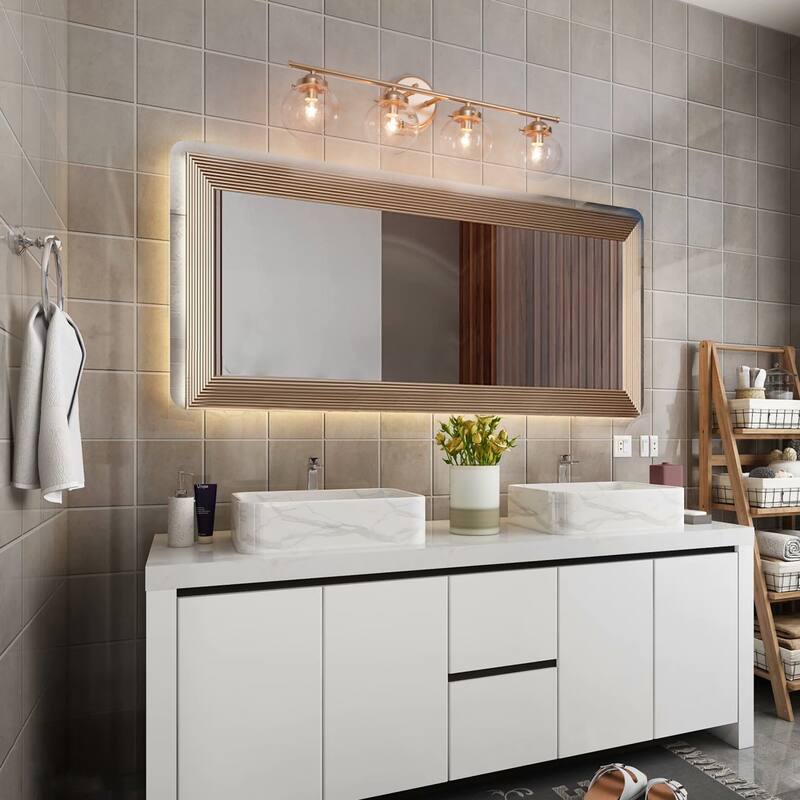 Bela Modern 3-Light Gold Globe Glass Bathroom Vanity Light Dimmable Wall Sconce