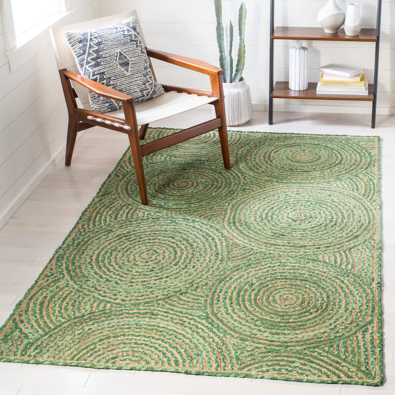 SAFAVIEH Handmade Cape Cod Eulogia Coastal Jute Rug - 3' x 5' - Green/Natural