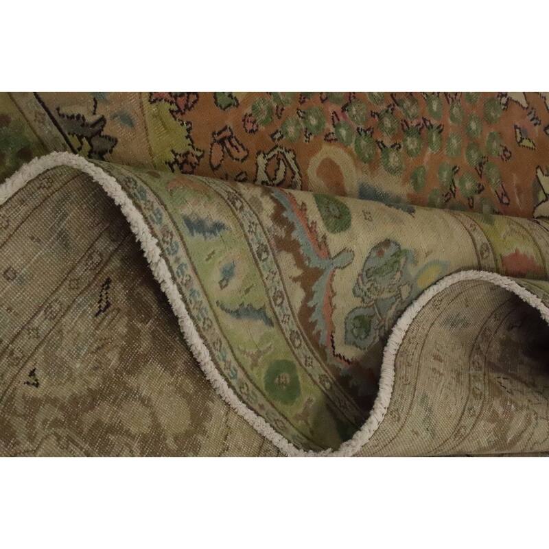 Hand Knotted Oriental 100% Wool Carpet Traditional Floral Oranges & Rust Tabriz Area Rug - 12' 10'' X 9' 9''