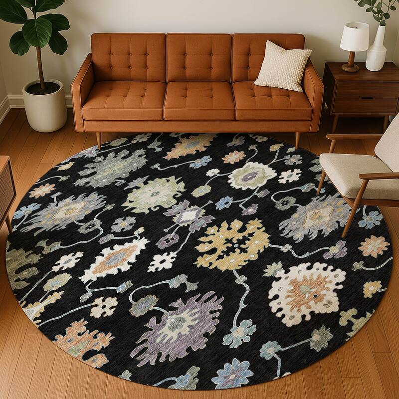Machine Washable Indoor/ Outdoor Traditonal Delhi Chantille Rug