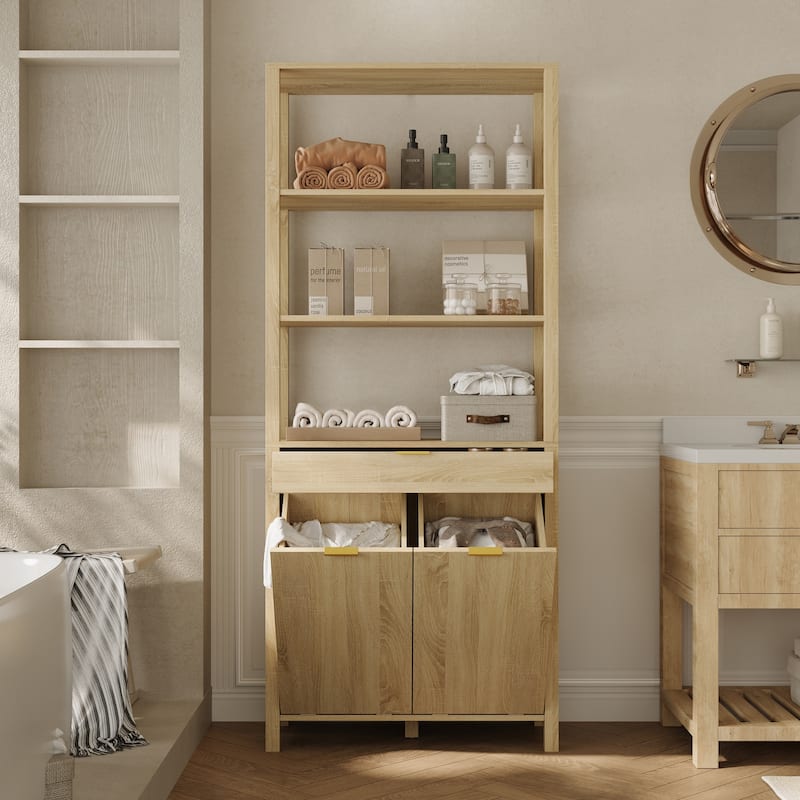 70.8" Tall Laundry Hampers, Bathroom Cabinet with Tilt-Out Baskets