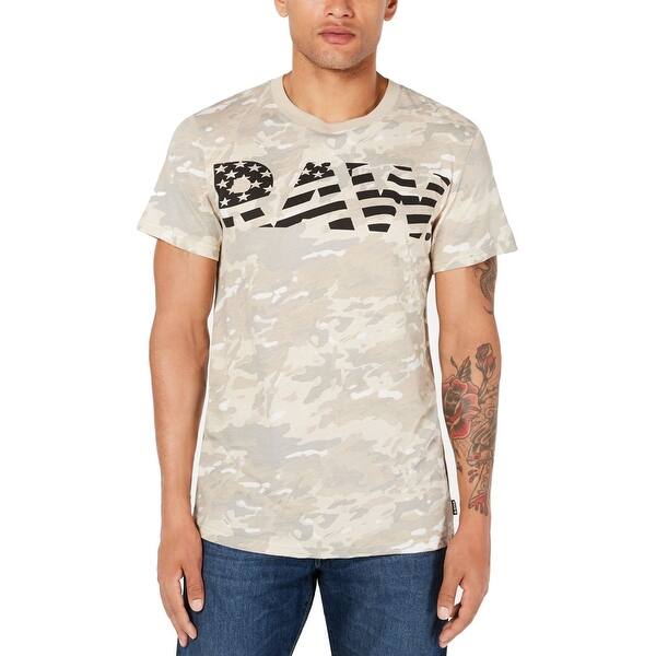 Shop G Star Raw Mens T Shirt Beige Multi Size Medium M Camo Print Graphic Tee Overstock 31605362