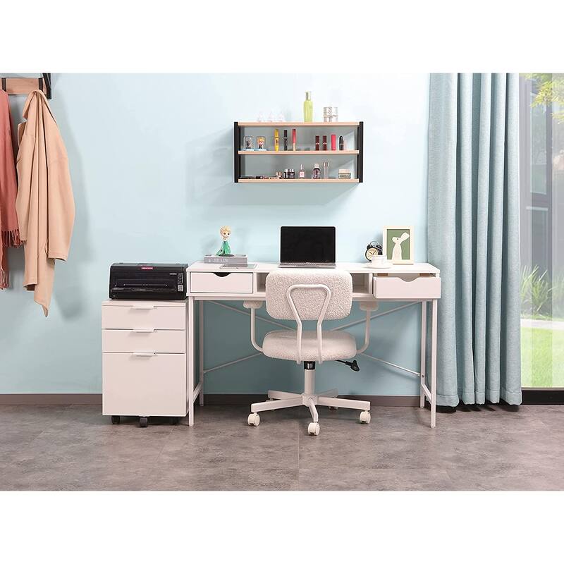 JJS 3 Drawer Rolling Wood File Cabinet with Locking Wheels for A4 or Letter Size