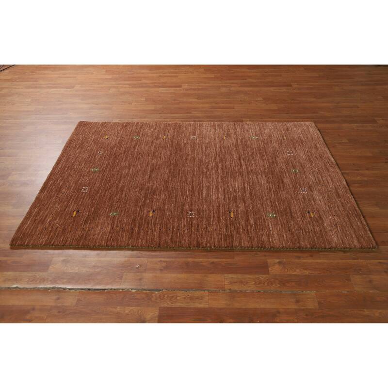 Hand Knotted Oriental 100% Wool Carpet Tribal Animal Pictorial Brown Gabbeh Area Rug - 5' 10'' X 4' 0''