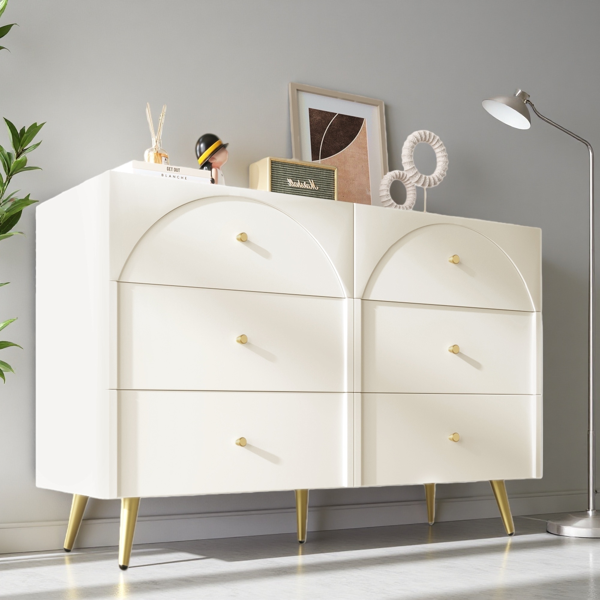 47.24" Wood & Metal Sideboard with 6 Drawers & 2 Doors