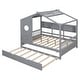 preview thumbnail 30 of 34, Modern Design Full Size House Bed with Wooden Trundle-White