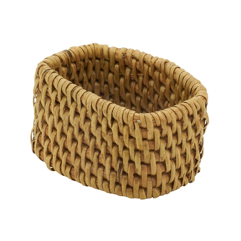 Woven Design Rattan Napkin Rings (Set of 4)