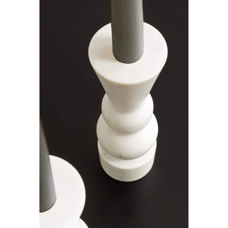 Kate and Laurel Maleea 2pc Marble Candle Holder - 3x3x7