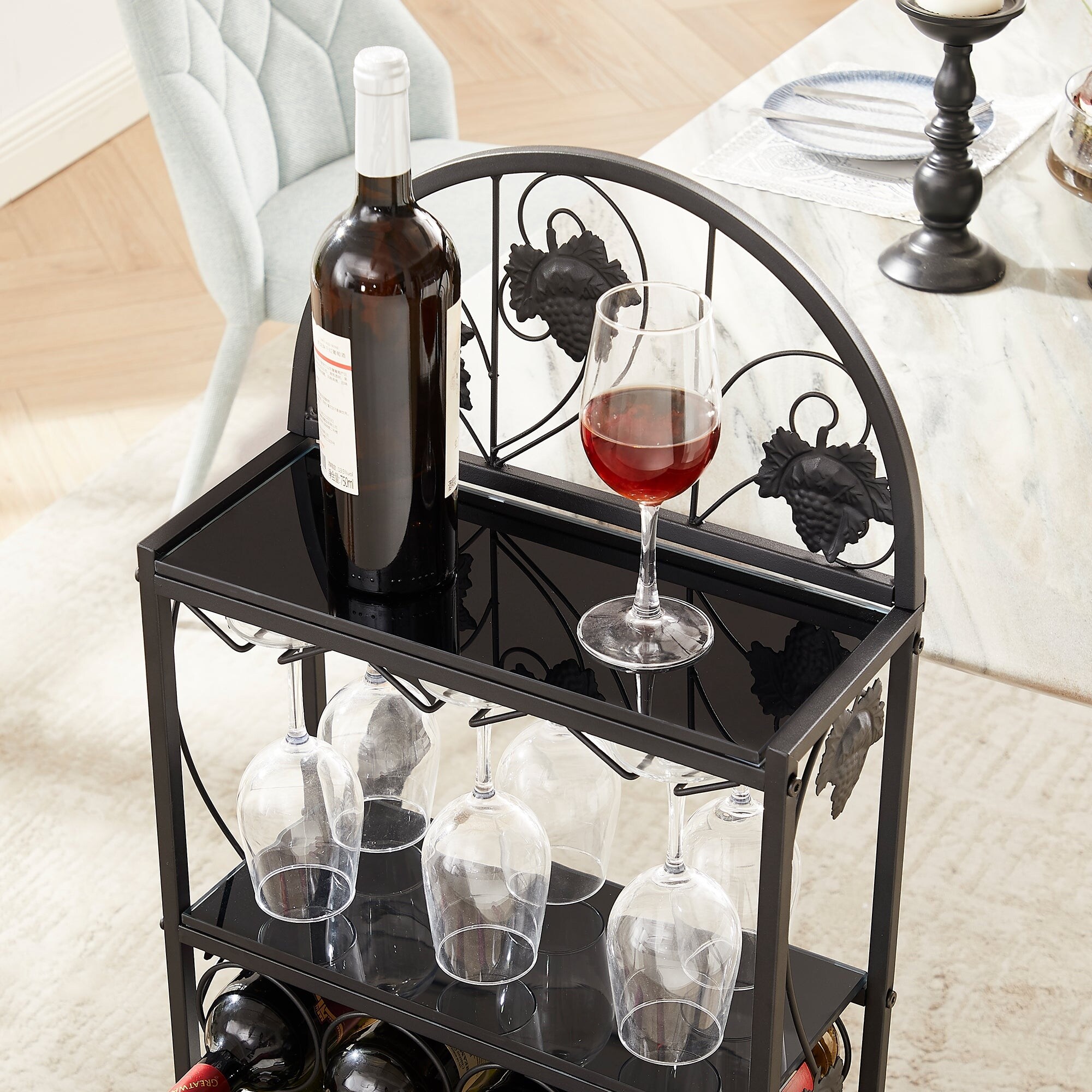 Javlergo Freestanding Wine Rack with Glass Holder 20 Bottle Wine Storage Rack N A On Sale Bed Bath Beyond 36046940
