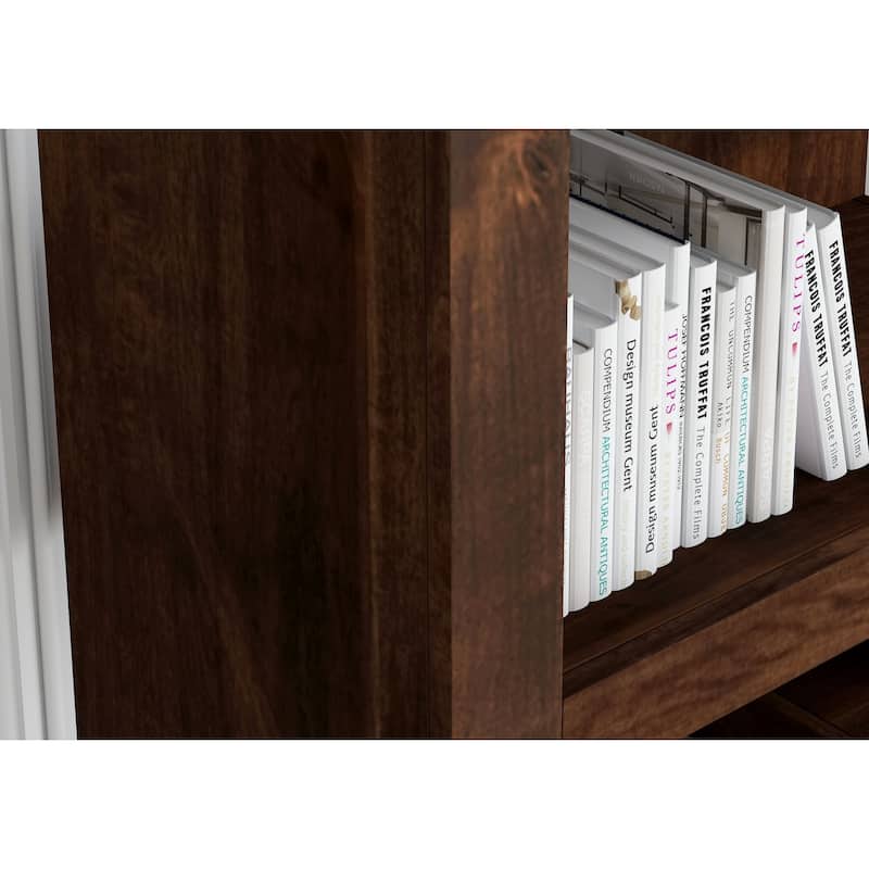 Bridgevine Home Sausalito 64 inch high Bookcase, No Assembly Required, Whiskey Finish