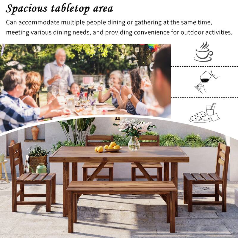 Acacia Wood Outdoor Table and Chair Set - High-Quality Patio, Balcony & Backyard Dining Set