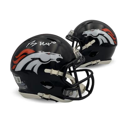 Bo Nix Autographed Denver Broncos Signed Mini Football Helmet Beckett COA - 8'6" x 11'6"