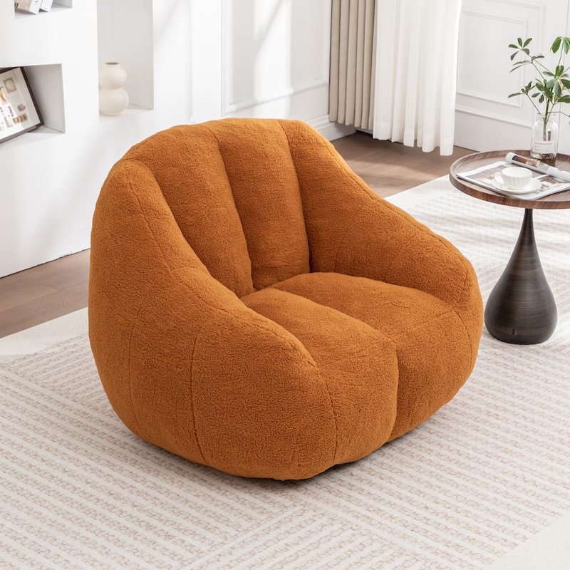 Teddy Tufted Bean Bag Chair, Faux Fur Bean Bag Sofa with Memory Foam, Fluffy Lazy Floor Sofa with Large Armrests