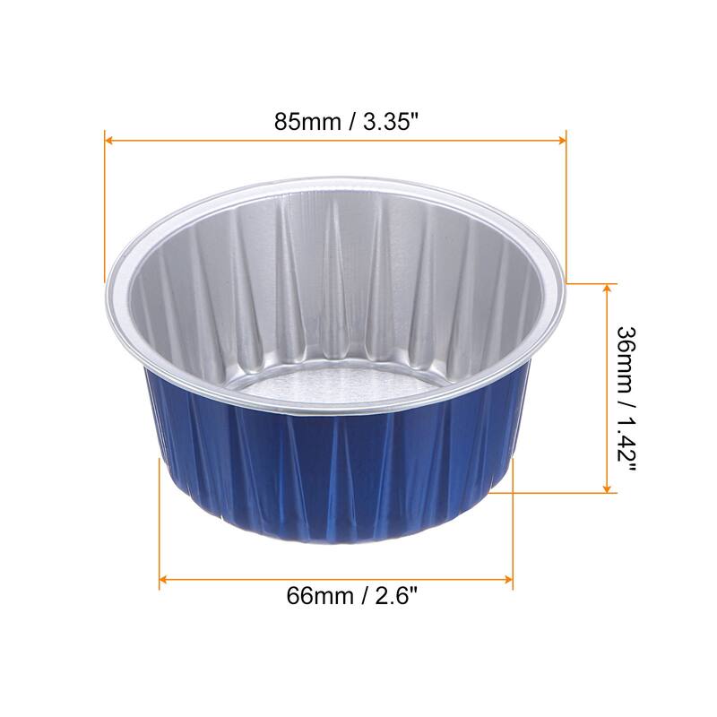 Cupcake Cups, 25pcs 66x36x85mm Aluminum Foil Standard Cupcake Liners - Dark Blue/Silver