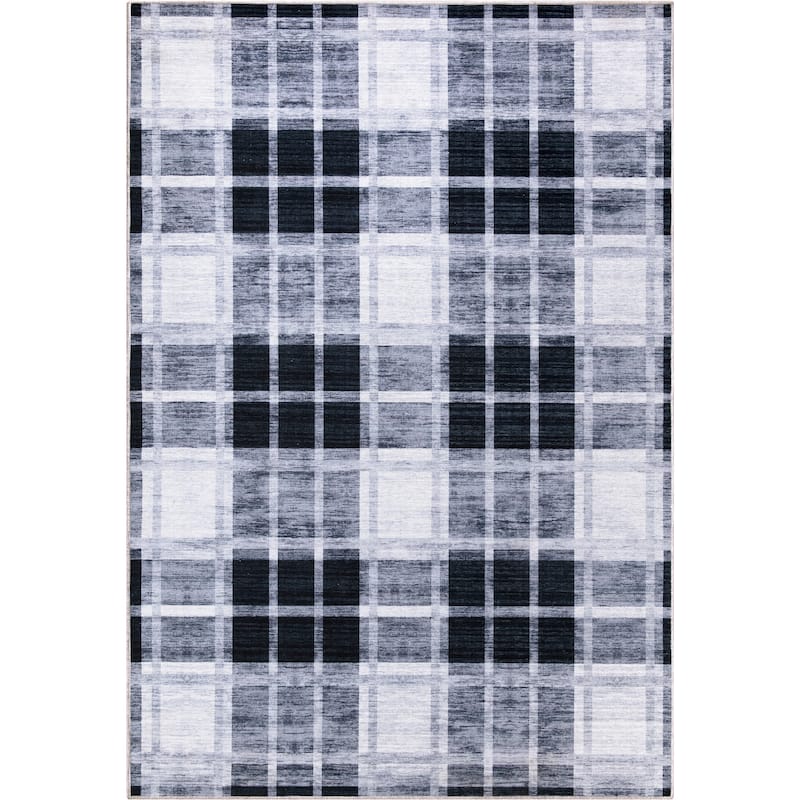 Abani Rugs PAR130A Parker Plaid Cream Black Area Rug
