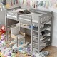 preview thumbnail 18 of 46, Twin Size Loft Bed with Storage Shelves and Under-bed Desk, White