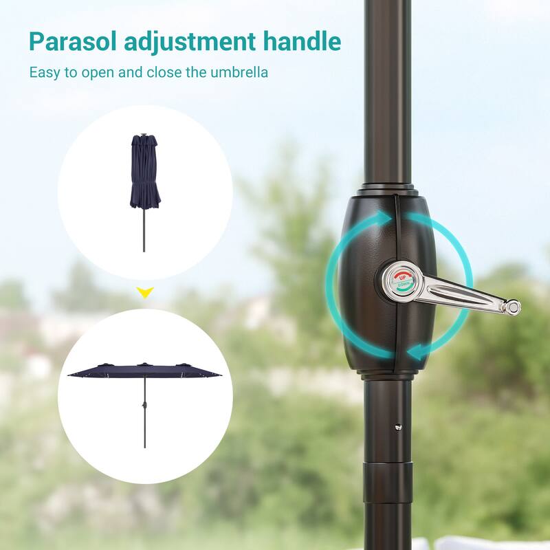 BONOSUKI 15x9ft LED Double-Sided Patio Umbrella Aluminum Large Canopy