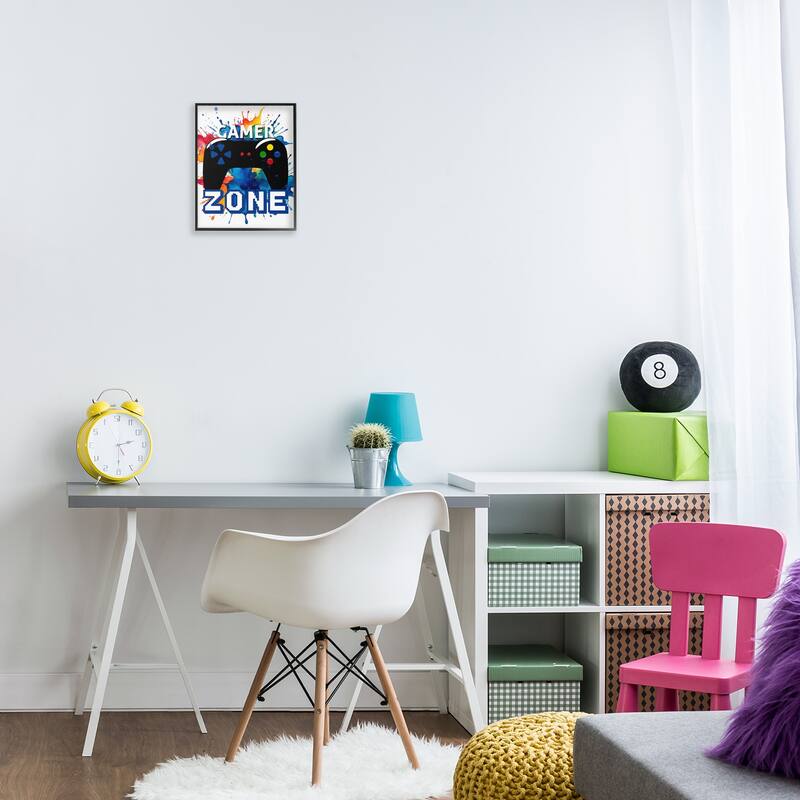 Stupell Vivid Modern Gamer Zone Framed Giclee Art Design By Kim Allen