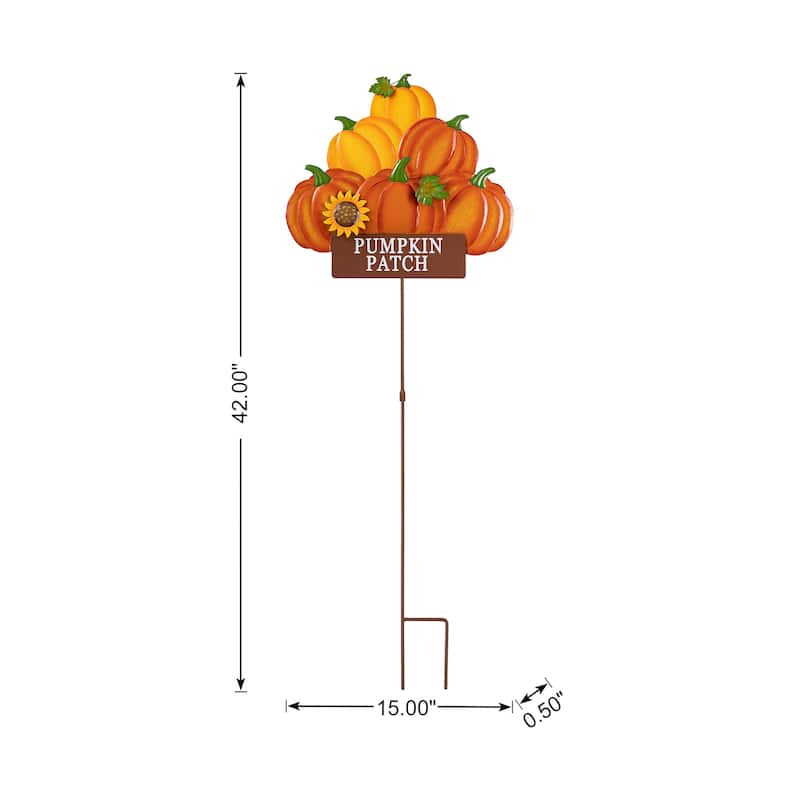 Glitzhome Fall Thanksgiving Metal Pumpkin Scarecrow Football Turkey Yard Stakes