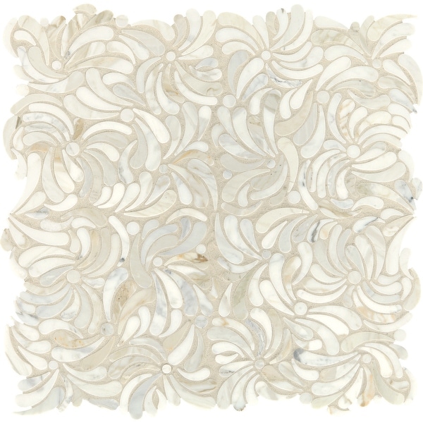 Daltile LVWINDBLMS1U Lavaliere - 12" x 11" Sheet Varied Deco Mosaic Floor and Wall Tile - Honed Marble Visual - Sold by Sheet