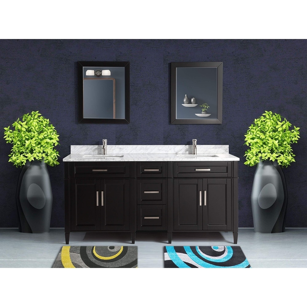 OC Classique 1800mm Marble Top Double Black Freestanding Vanity