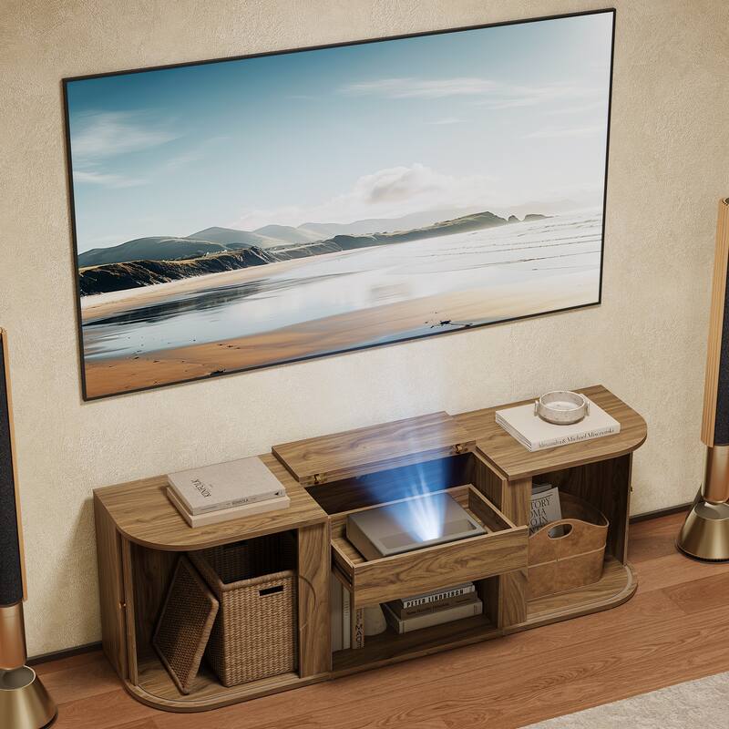 70" Mid-Century Modern Projector TV Stand, for TV or Ultra-Short Throw Projector - 70'' W × 15.7'' D × 23'' H